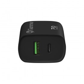 CUBE 20W DOUBLE - CARICA DA RETE POWER DELIVERY USB+USB-C - NERO