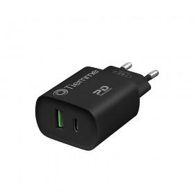 CUBE 20W DOUBLE - CARICA DA RETE POWER DELIVERY USB+USB-C - NERO