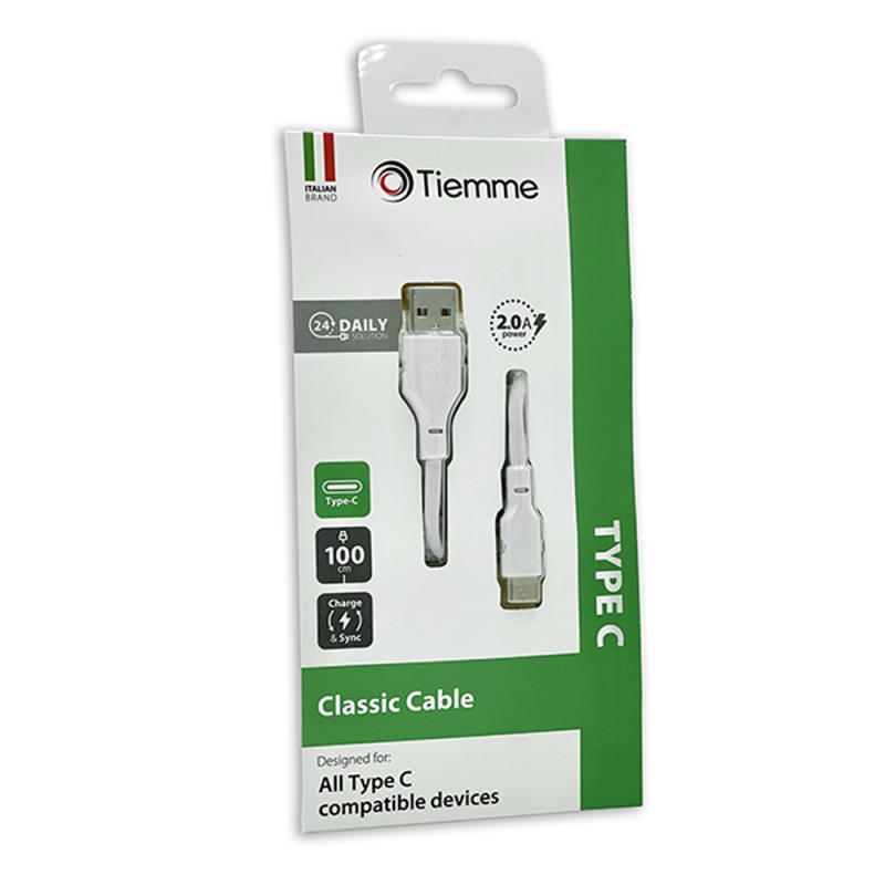 CLASSIC 100 - CAVO 18W USB - USB-C 1 metro - BIANCO