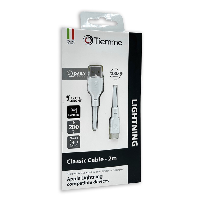 CLASSIC 200 - CAVO 12W USB - LIGHTNING 2 metri - BIANCO