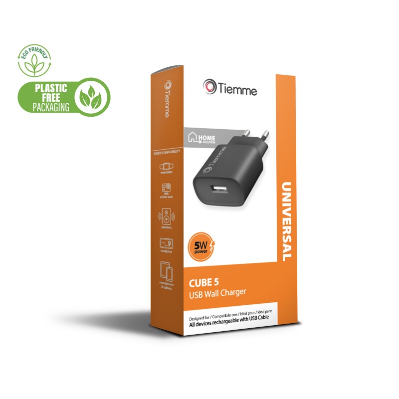 CUBE 5W - CARICA DA RETE USB - NERO