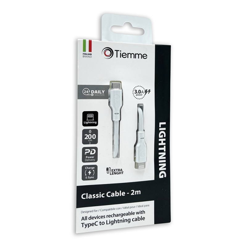 CLASSIC 200 - CAVO 20W POWER DELIVERY USB-C - LIGHTNING 2 metri - BIANCO