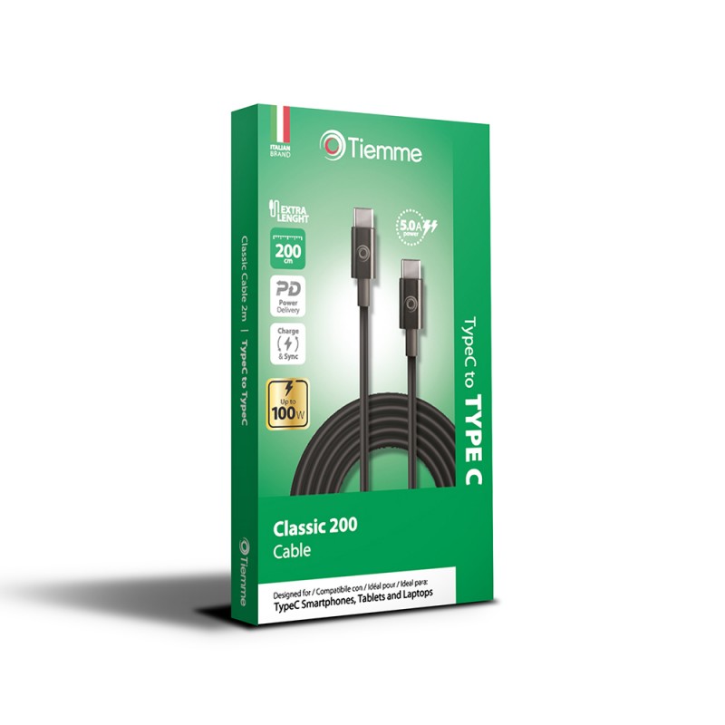CLASSIC 200 - CAVO 100W POWER DELIVERY USB-C - USB-C 2 metri - NERO
