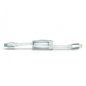 TWISTER 100 - CAVO RETRATTILE 20W USB-C - Lightning 1 metro - BIANCO
