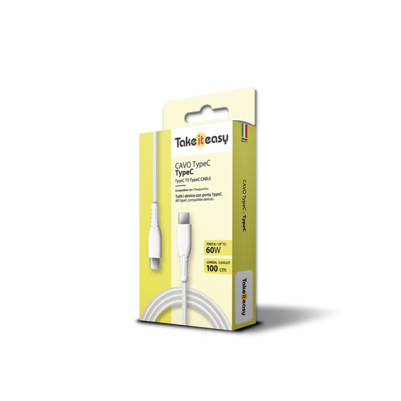 CAVO RICARICA 60W USB-C - USB-C 1 metro - BIANCO