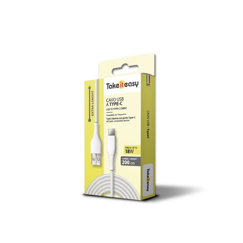 CAVO RICARICA 18W USB - USB-C 2 metri - BIANCO