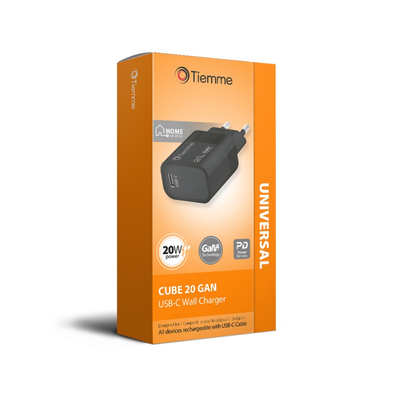 CUBE 20W - CARICA DA RETE POWER DELIVERY USB-C - NERO