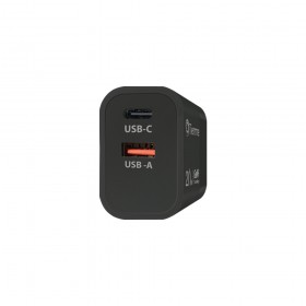 CUBE 20W DOUBLE - CARICA DA RETE POWER DELIVERY USB+USB-C - NERO
