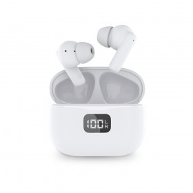 TWINPODS VIEW PRO auricolari wireless con gommini e display - BIANCO