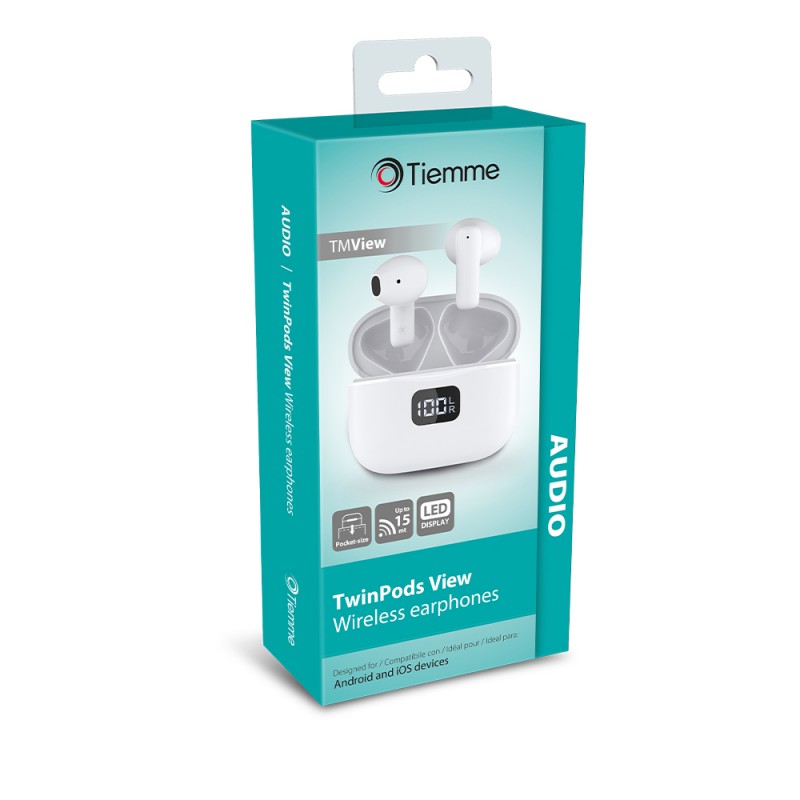 TWINPODS VIEW  - auricolari wireless con display WHITE