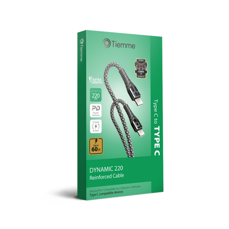 DYNAMIC 120 - CAVO 60W RINFORZATO CATARIFRANGENTE USB-C - USB-C 1,2 metri