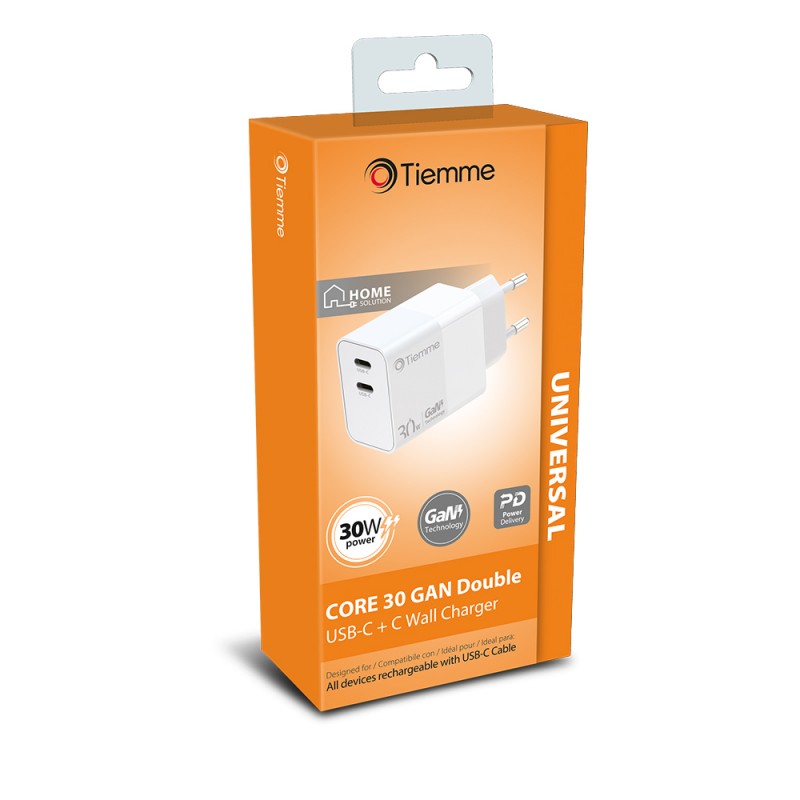 CUBE 20W DOUBLE - CARICA DA RETE POWER DELIVERY USB+USB-C - NERO