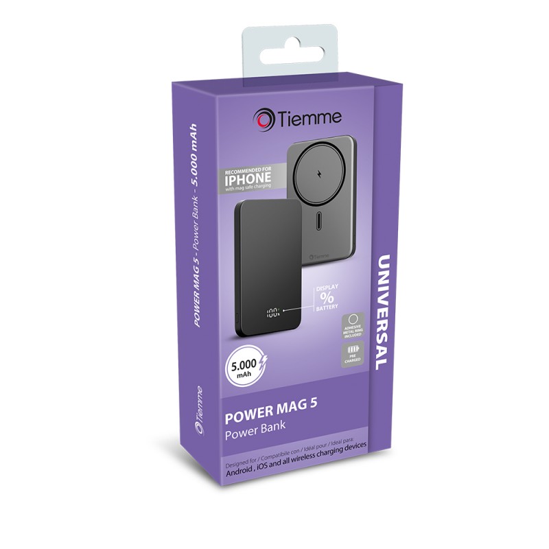 POWERMAG 5 - Magnetic powerbank 5000Mah BLACK