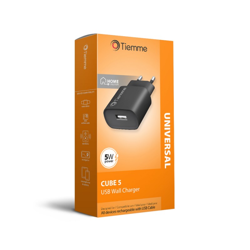 CUBE 5W - CARICA DA RETE USB - NERO