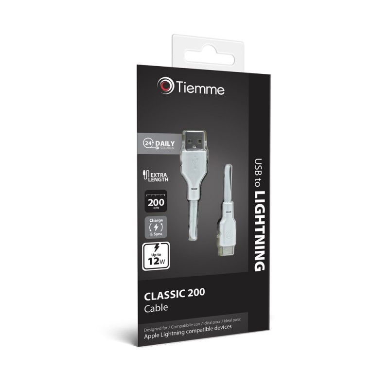 CLASSIC 200 - CAVO 12W USB - LIGHTNING 2 metri - BIANCO