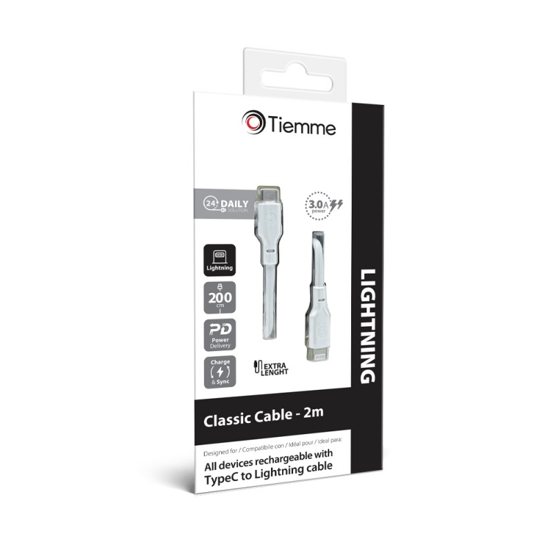 CLASSIC 200 - CAVO 20W POWER DELIVERY USB-C - LIGHTNING 2 metri - BIANCO