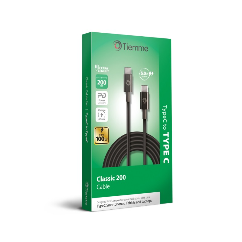 CLASSIC 200 - CAVO 100W POWER DELIVERY USB-C - USB-C 2 metri - NERO