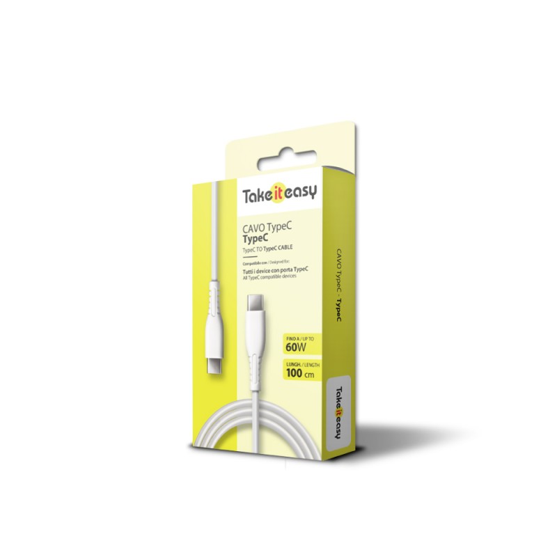 CAVO RICARICA 60W USB-C - USB-C 1 metro - BIANCO
