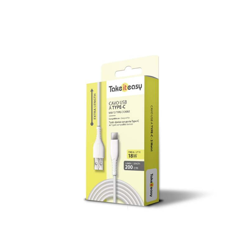 CAVO RICARICA 18W USB - USB-C 2 metri - BIANCO